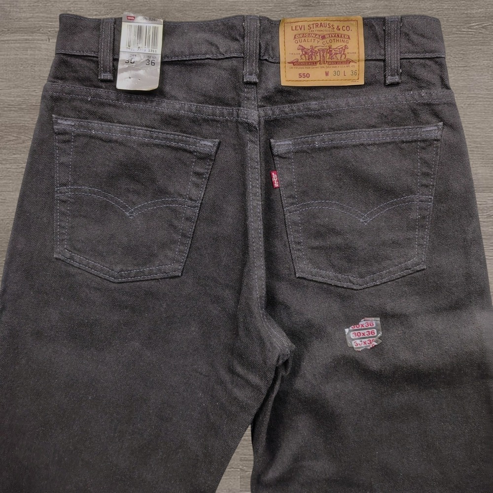 Vintage Levis 550 Jeans Men's 30x36 Black Denim Relaxed Fit Tapered 90s USA NWOT